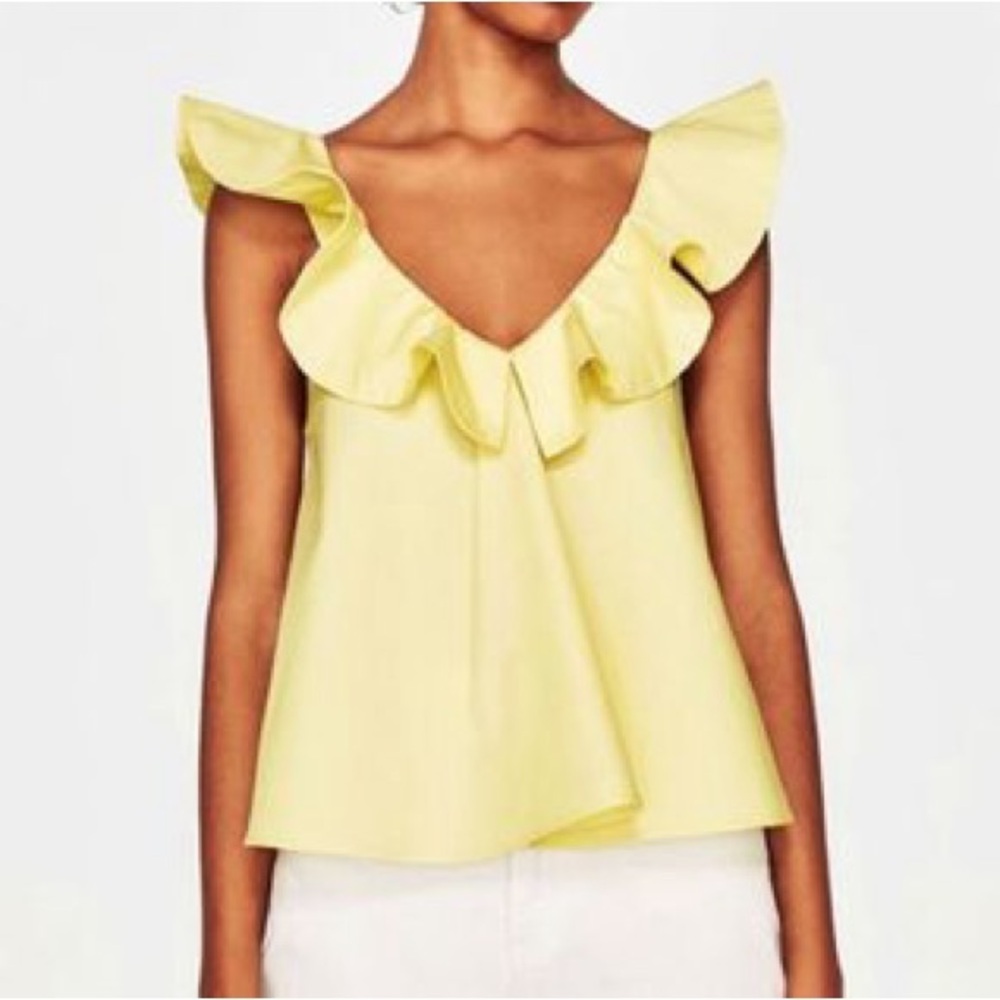 Zara Yellow Ruffle Top